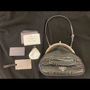 Vintage PRADA Kisslock Purse patent croc